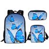 Mochila Estampado Creativo para Estudiante Set de Tres Piezas Serie Mariposa 3D Mochila Combinada de Gran Capacidad para Computadora para Hombre y Mujer