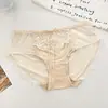 Ropa Interior de Lujo Ligero Estilo Francés Puntadas de Encaje Algodón Puro Entrepierna Media Cintura Media Transpirable Sexy Seda de Hielo Cadera Cómodos Calzones para Mujer
