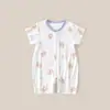 Macacão Curto para Bebê, Roupa de Verão, Modal, Macacão com Abertura Inferior para Meninos e Meninas, Macacão Leve, Pijama para Recém-Nascido