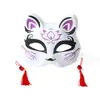 Máscara de zorro de plástico estilo chino, máscara de cosplay de anime con borlas, máscara de cara de gato estilo japonés, accesorio de actuación