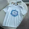 Camiseta unisex de manga curta com gola redonda e estampa de carta Hermes transfronteiriça, modelagem solta, casual, moderna, AMS Emma S100, algodão puro