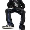Calça Jeans Reta Preta Masculina Solta Outono Estilo Coreano Tendência Calças ins Marca Popular Costura Hip-Hop Calças de Ladrão Bonitas
