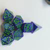 Un juego de 7 dados con elementos del Festival de los Fantasmas de Halloween, patrones festivos personalizados, traje multifacético, Juego de Mesa Dungeons & Dragons