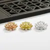 Accesorios para Joyería DIY Color Bronce Fundido Conservante de Color Dorado Colgante de Loto Tridimensional de Múltiples Capas Estilo Antiguo Tocado de Novia Conector Hecho a Mano