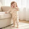 Conjunto de ropa de otoño de algodón puro tipo suéter para bebé, conjunto de dos piezas sin costuras de clase A para primavera y otoño para niños y niñas