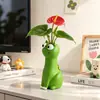 Jarrón de Gato Lindo de Ojos Grandes Plantas Verdes Hidropónicas Jarrón para Arreglos Florales Adorno Decoración de Sala de Estar Hogar Balcón Escritorio