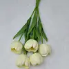 Tulipanes Flores Artificiales Lujo Accesible Elegante Decoración de Sala de Estar Habitación Floral Ramo Seco Arreglo Floral para Mesa de Comedor