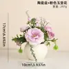Flores Artificiais Transfronteiriças, Ornamentos de Flores para Decoração de Sala de Estar, Buquês Secos para Interior, Vasos de Cerâmica, Flores de Seda, Pequenas Plantas em Vasos, Decorações de Mesa, Plantas Verdes