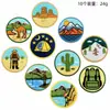 Parches de Tela Bordados Estilo Aventura para Camping al Aire Libre, Parches Redondos para Ropa, Insignias Bordadas, Decoraciones para Mochilas, Etiquetas de Tela Termoadhesivas
