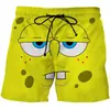 Pantalones de playa de Bob Esponja pantalones de cinco puntos bañadores europeos y americanos estampado 3D coco talla grande pantalones cortos casuales para hombre ventas directas de fábrica