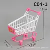 Mini Muebles Artificiales Pequeños Refrigerador Carrito de Comedor Caja Registradora Carrito de Compras Estante para Pasteles y Verduras Estante de Doble Cara Juguetes para Casa de Juego