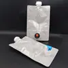 Bolsa tipo morral personalizada de 1L 1.5L 2.5L con pico para líquido de café Bebida caliente Jugo Bolsa de papel de aluminio Boca doble Válvula de mariposa Bolsa para vino tinto