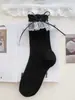 Meias Finas de Renda para o Verão, Comprimento Médio da Panturrilha para Mulheres, Meias Doces Estilo Ballet com Laço, Meias Versáteis Estilo Miu