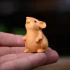 Ciprés Amanecer Zodiaco Rata Pieza de Mano Lindo Ratón Regalo de Cumpleaños para Niños Hamster Foodie Talla en Madera Adorno de Escritorio