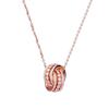 Shijia anel quente intertravado anel duplo azul diamante colar de diamante completo três fileiras de diamantes ouro rosa clavícula corrente fabricantes atacado