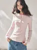 ShengduDesconto por tempo limitado Básico gola redonda caimento justo elástico que valoriza a silhueta manga longa malha T