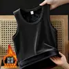 Chaleco térmico engrosado con forro polar para hombre, corte ajustado, capa interior sin mangas para otoño e invierno, chaleco base ajustado