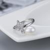 Nuevo anillo de perlas de agua dulce de plata S925 original transfronterizo, anillo de animal simple para mujer, accesorios de soporte vacío DIY, fabricantes