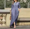 Vestido informal de vacaciones para mujer, de manga larga, con solapa y estampado floral, de algodón, con botones y camisa larga
