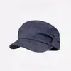 Sombrero Octogonal Retro de Algodón y Lino Estilo Japonés para Mujer, Ala Suave Ajustable, Sombrero Versátil para Adelgazar el Rostro para Otoño e Invierno