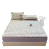 Faldón de cama acolchado con estampado de gasa de doble capa clase A, estilo pequeño y fresco, protector de colchón Simmons antideslizante totalmente cerrado, funda de faldón de cama~