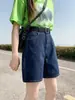 Shorts de mezclilla de cintura alta para mujer 2025 Nuevo verano Delgados Pantalones de cinco puntos Rectos Sueltos Cintura alta Adelgazantes Versátiles Shorts de largo medio