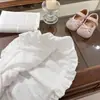 Roupa Fofa para Meninas no Jardim de Infância: Conjunto de Duas Peças Tendência: Top Polo de Tricô Vazado de Manga Curta com Laço e Saia Tutu de Ballet