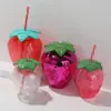 Venta Directa de Fábrica Vaso Desechable de Plástico para Popote Taza para Té de Leche Jugo Bebida Celebridad de Internet Forma Creativa Vaso de Fresa