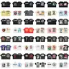 2025 Camiseta Casual Holgada Retro de Manga Corta Unisex Tendencia Americana High Street Estrella del Infierno Infierno Estampado Pesado