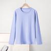 Camiseta de manga larga de color liso estilo coreano para mujer, nueva camiseta de otoño para hombre y mujer, holgada, con base interior ajustada y apilada.