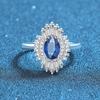 Anel feminino fechado em prata esterlina S925 com diamante em formato de ovo roxo verde azul vermelho para presente de feriado para namoradas