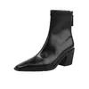 Primer encuentro: Botines elásticos negros de tacón alto grueso, con punta cuadrada, suaves y de corte ajustado para mujer, un nuevo diseño de nicho y elegante, versátiles