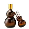 Botella cuentagotas de goma con cabeza de bulbo doble color té, botella para aceite esencial, botella cosmética, botella vacía para dividir esencia o emulsión, venta al por mayor