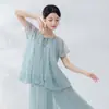Calça Saia Cauda de Peixe para Dança Clássica, Calça Larga de Camada Dupla com Corte Diagonal, Calça Fluida Estilo Chinês para Dança, Calça para Prática e Performance de Adulto