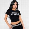 Academia de Moda Y2K Transfronteriza Camiseta Simple de Manga Corta con Cuello Redondo e Impresión de Letras Ajustada Casual Combinable Top Corto