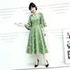 Vestido Midi Floral Retro 2026 com Manga Média, Gola Redonda, Corte Amplo em A, Estilo Suave e Elegante para o Dia a Dia