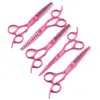 Tijeras de Peluquería Pintadas de Rosa, Tijeras para Cortar el Cabello, Tijeras Planas, Tijeras para Flequillo, Tijeras Entresacadoras, Tijeras de Astas, Tijeras de Espina de Pescado, Tijeras Entresacadoras Sin Costura