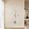 Decoración de Pared con Pegatina de Flor de Espejo Acrílico Combinación de Jarrón Cinco Flores Vendedor Caliente Transfronterizo Sala de Estar Dormitorio Espejo Suave Autoadhesivo
