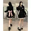 Vestido tipo colegiala con lazo para mujer, vestido chic de otoño, vestido blazer adelgazante con cinturón para tallas grandes