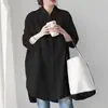 Estilo Quente 2024 Camisa Branca Feminina Manga Longa Novo Estilo de Comprimento Médio Design Preguiçoso Solto Camisa