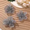 Estilo Hada Dulce del Bosque Malla Color Puro Flor Grande de Cinco Pétalos DIY Hecho a Mano Ropa Accesorios para el Cabello Bolsas Zapatos Accesorios de Flores