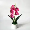 Artículo popular de comercio exterior: Orquídea Phalaenopsis artificial de 5 flores en una maceta grande tipo jarra de vino, usada para decoración de bodas y arreglo de pasillos, maceta de flor artificial y planta verde