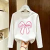 Camiseta Feminina para Primavera e Outono 2026 Nova Moda Manga Longa para Meninas, Roupa de Outono para Bebê Menina, Camiseta Básica 100% Algodão