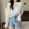 Ropa Protectora Solar Camiseta de Manga Larga para Mujer Nueva de Verano Seda de Hielo Estilo Coreano Versátil Holgada Delgada Camisa de Aire Acondicionado Top Corto Ins