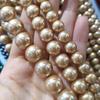 Pérolas de Concha Imitação 6-12mm Cor Champanhe Furo Reto Contas de Concha Imitação Acessórios de Joalheria DIY Contas Redondas Contas Espaçadoras Contas Soltas