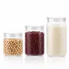 Tarro de almacenamiento de vidrio para cocina del hogar en stock, tarro sellado de alta capacidad de grado alimenticio de borosilicato alto para almacenar granos y nueces