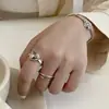 Anillo de Corazón de Moda Retro para Mujer, Anillo Abierto de Línea Geométrica Simple y Versátil de Múltiples Capas, Anillo Personalizado con Letra para Dedo Índice