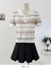 Tejido de Punto Polo Rayado Estilo Francés 2026 Verano Nuevo Estilo Suéter de Manga Corta Moda Versátil y Casual