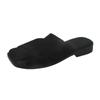 Pantuflas Mule Tejidas de Estilo Francés con Tiras Cruzadas Planas Huecas para Mujer, Mules Slip-On de Punta Cuadrada para Uso Exterior