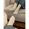 Yuanpai bluepops2023 Otoño Nuevo calcetines gruesos de canalé hasta la pantorrilla calcetines de felpa combinables calcetines de color liso para mujer hf31